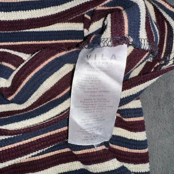 Gray burgundy navy VILA striped vintage button down tee - Picture 16 of 16